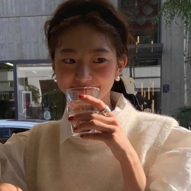 Silver Sterling Stud Earring Pearl Faux