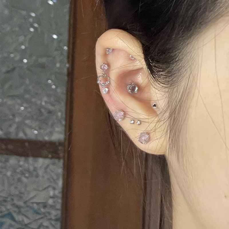 Gemstone Silver Faux Earring Sterling Barbell