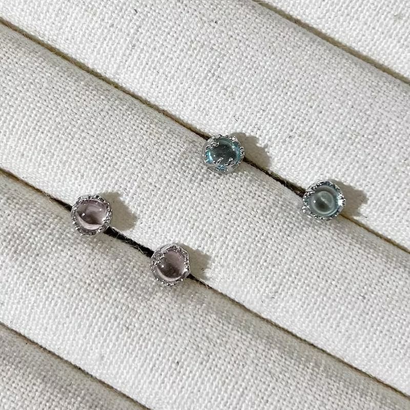 Gemstone Silver Faux Earring Sterling Barbell