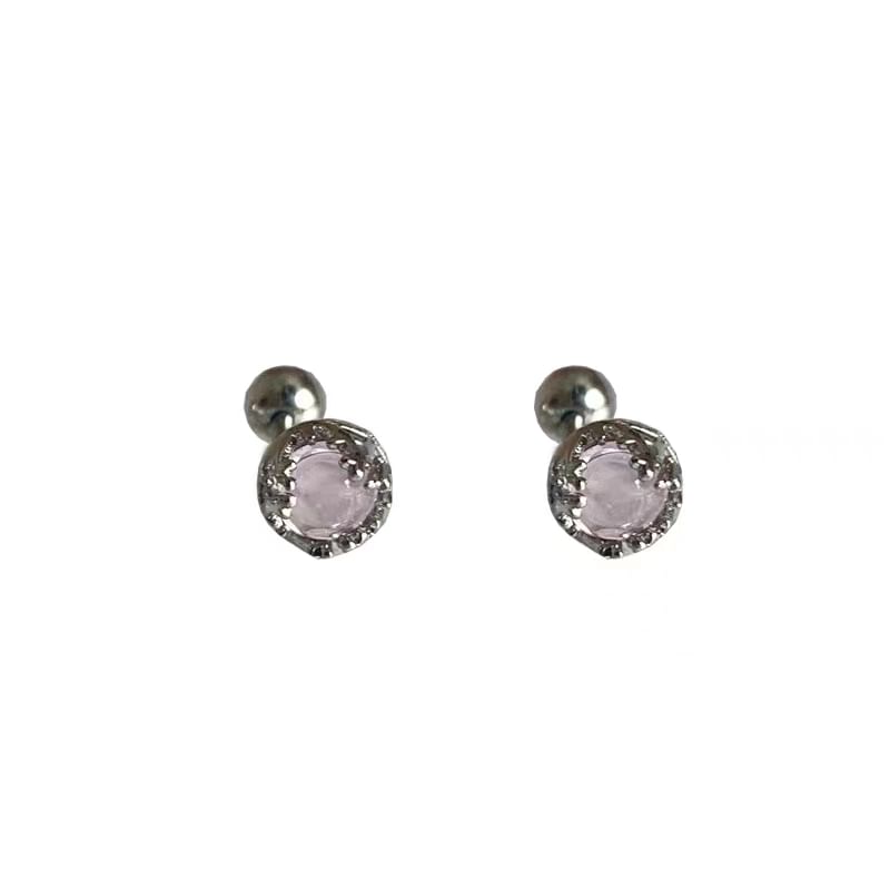Gemstone Silver Faux Earring Sterling Barbell