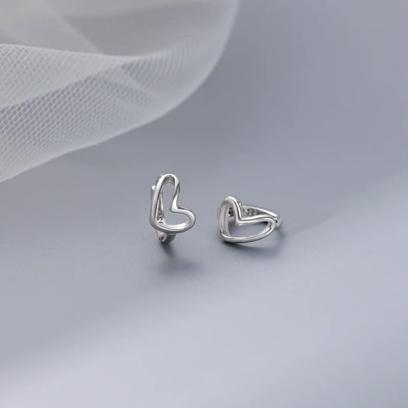 Heart Silver Sterling Earring Huggie