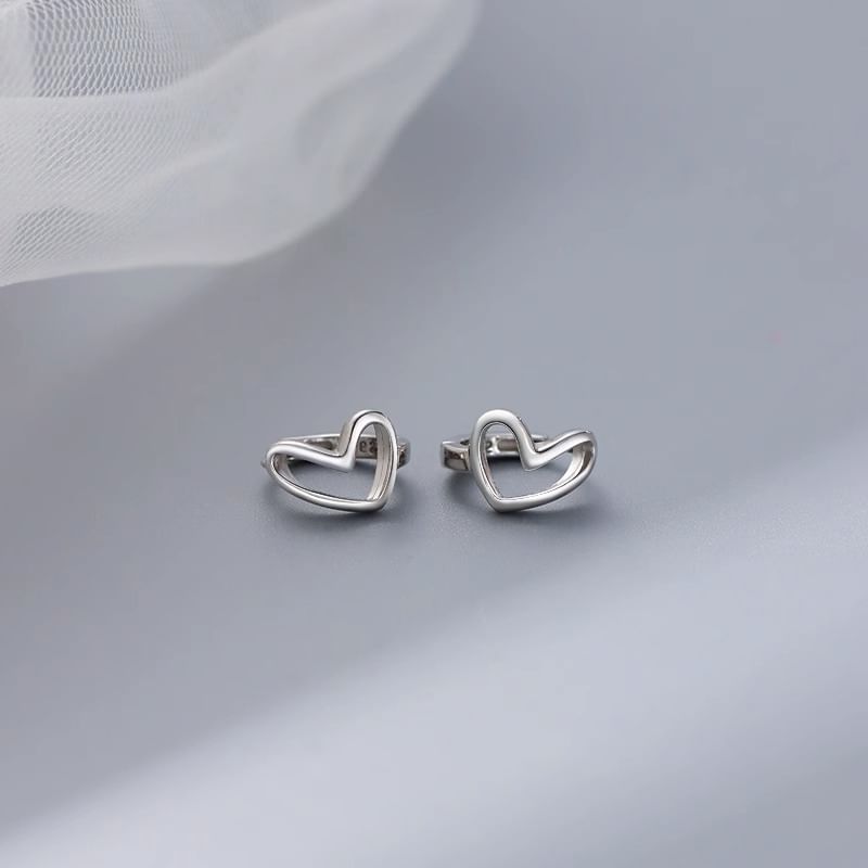 Heart Silver Sterling Earring Huggie