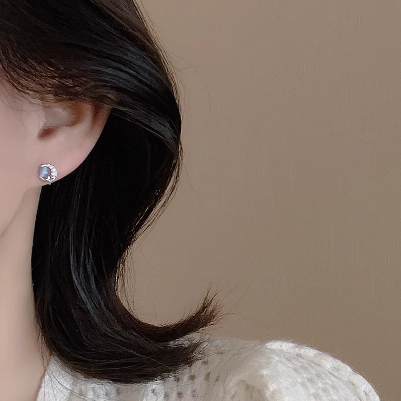 Earring Sterling Silver Stud Moon