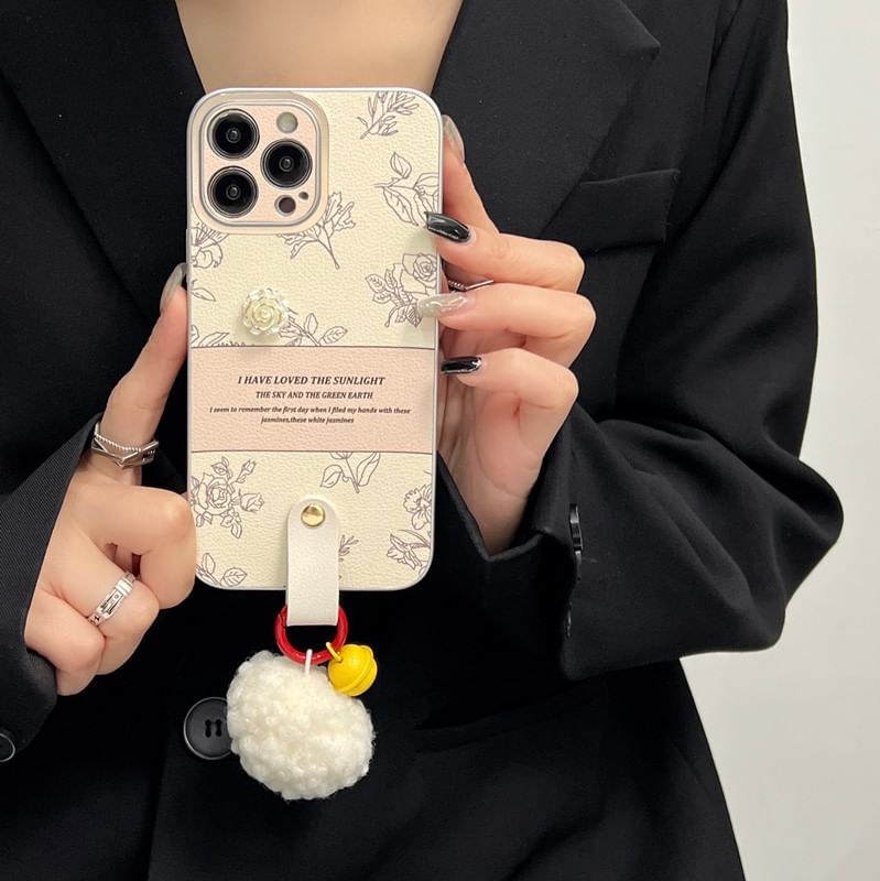 Case Phone Bell Pom Rose