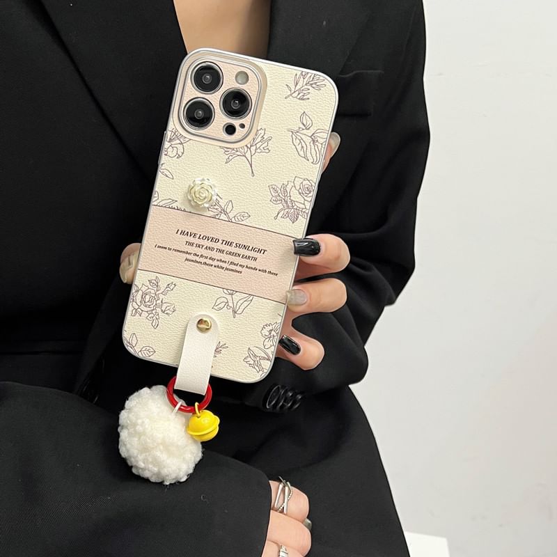 Case Phone Bell Pom Rose