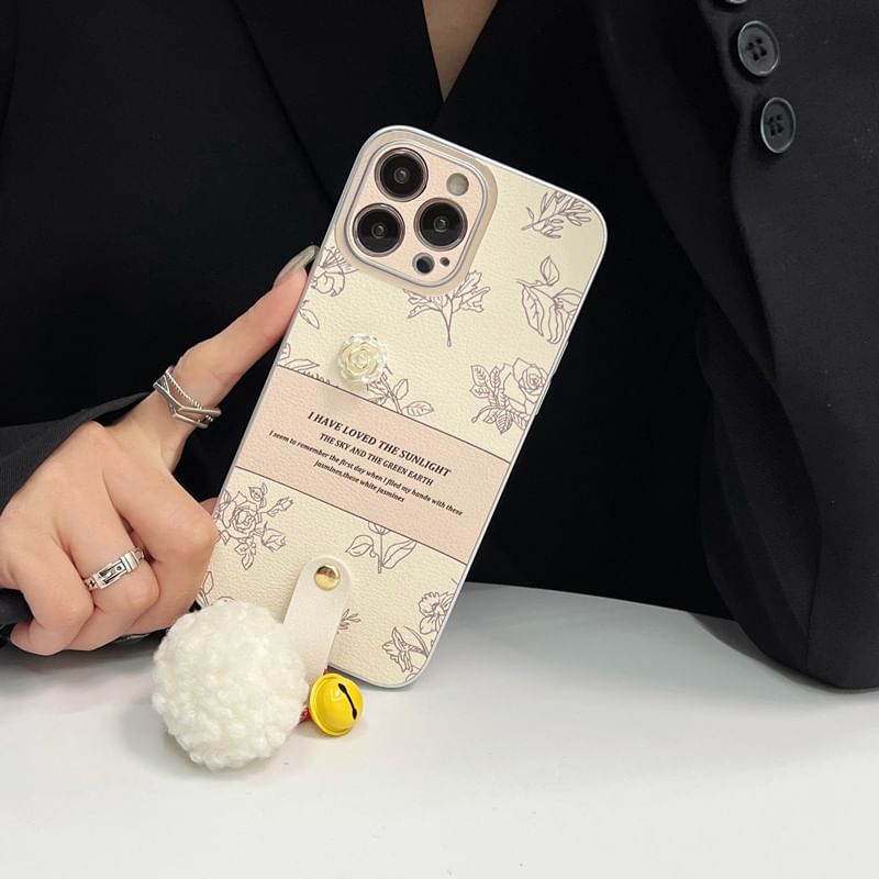 Case Phone Bell Pom Rose