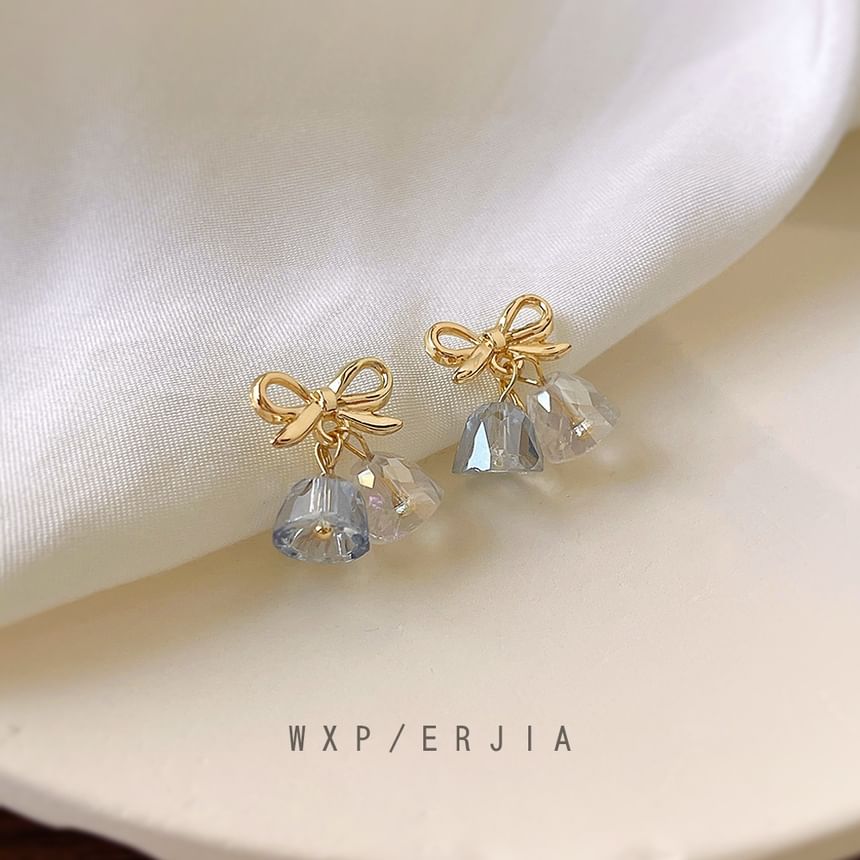 Bow Earring Clip-On Drop Faux Crystal