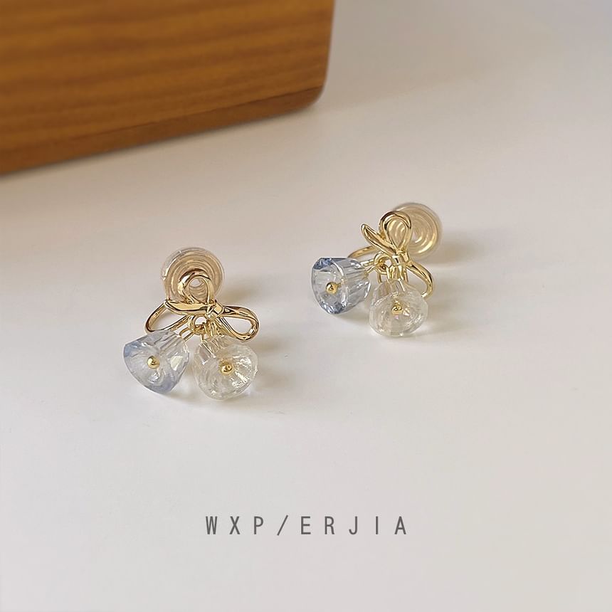 Bow Earring Clip-On Drop Faux Crystal