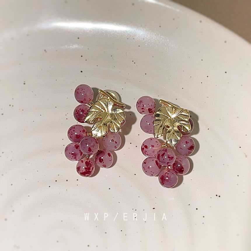 Clip-On Drop Grape Earring Gemstone