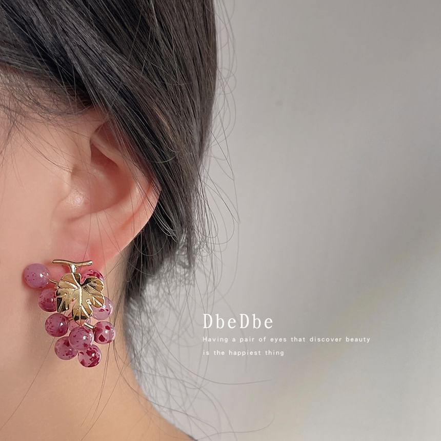 Clip-On Drop Grape Earring Gemstone