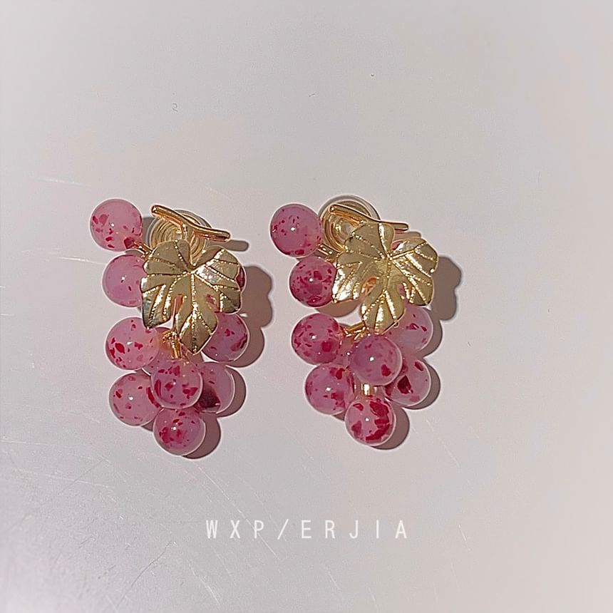 Clip-On Drop Grape Earring Gemstone