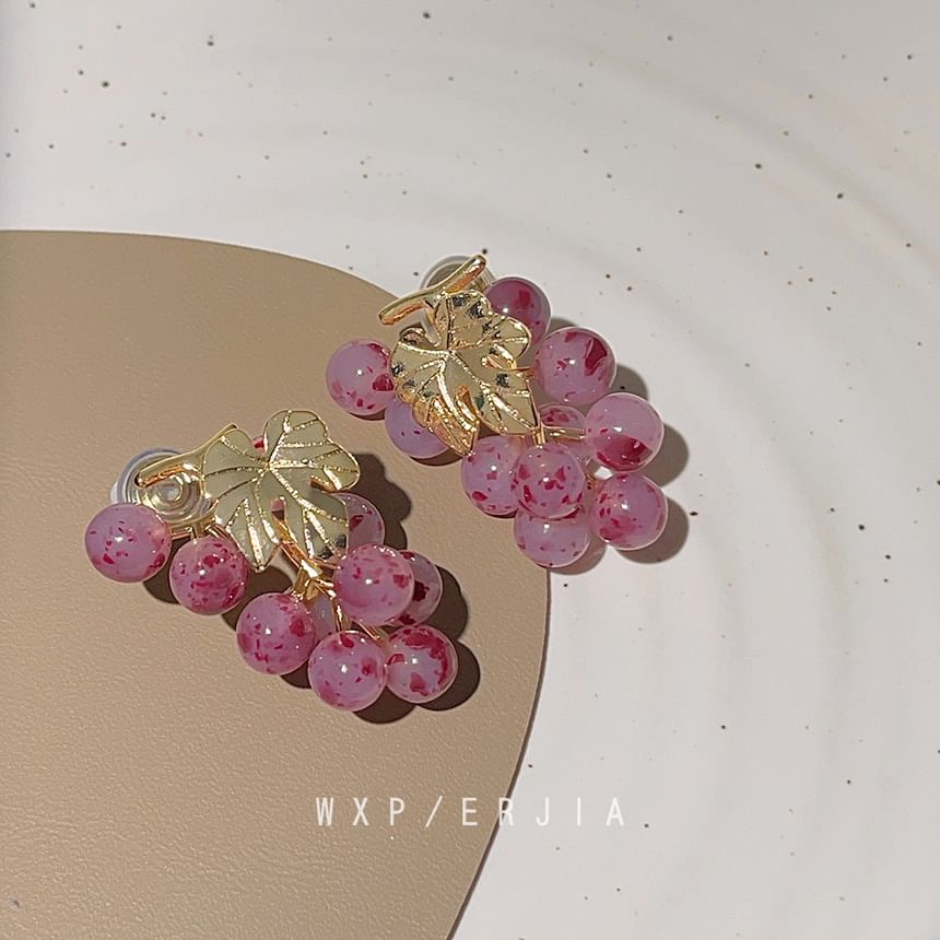 Clip-On Drop Grape Earring Gemstone