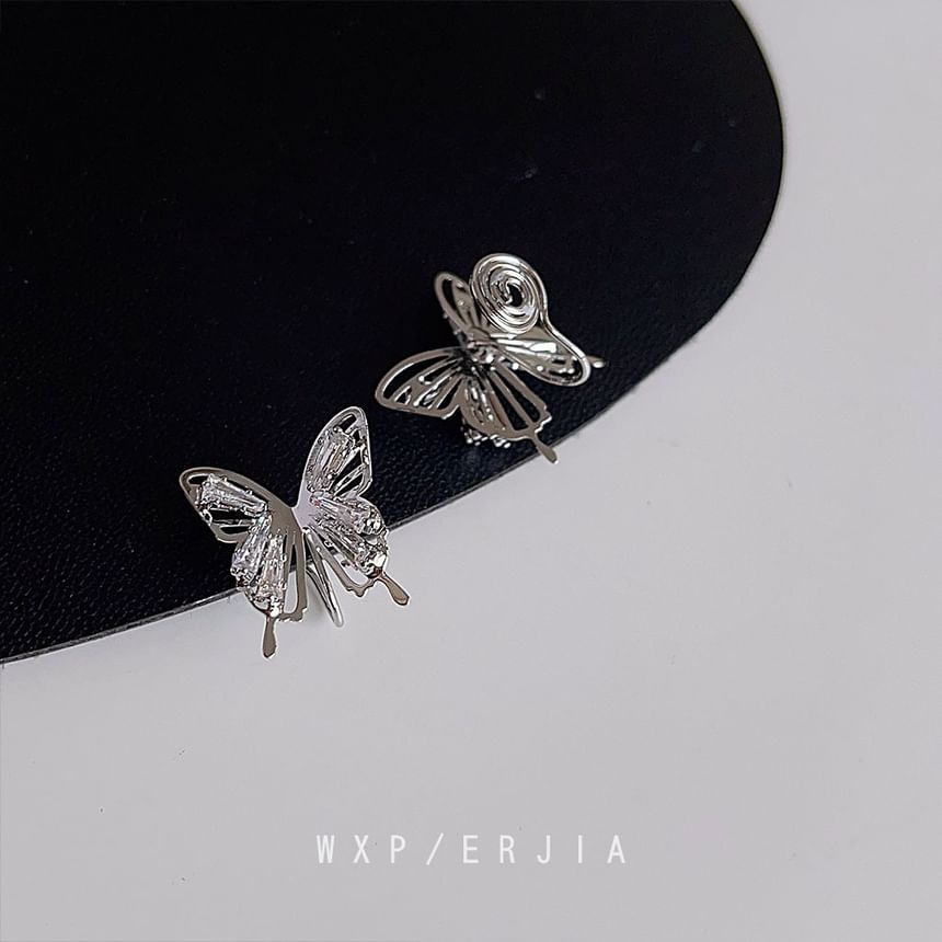 Rhinestone Earring Butterfly Clip-On