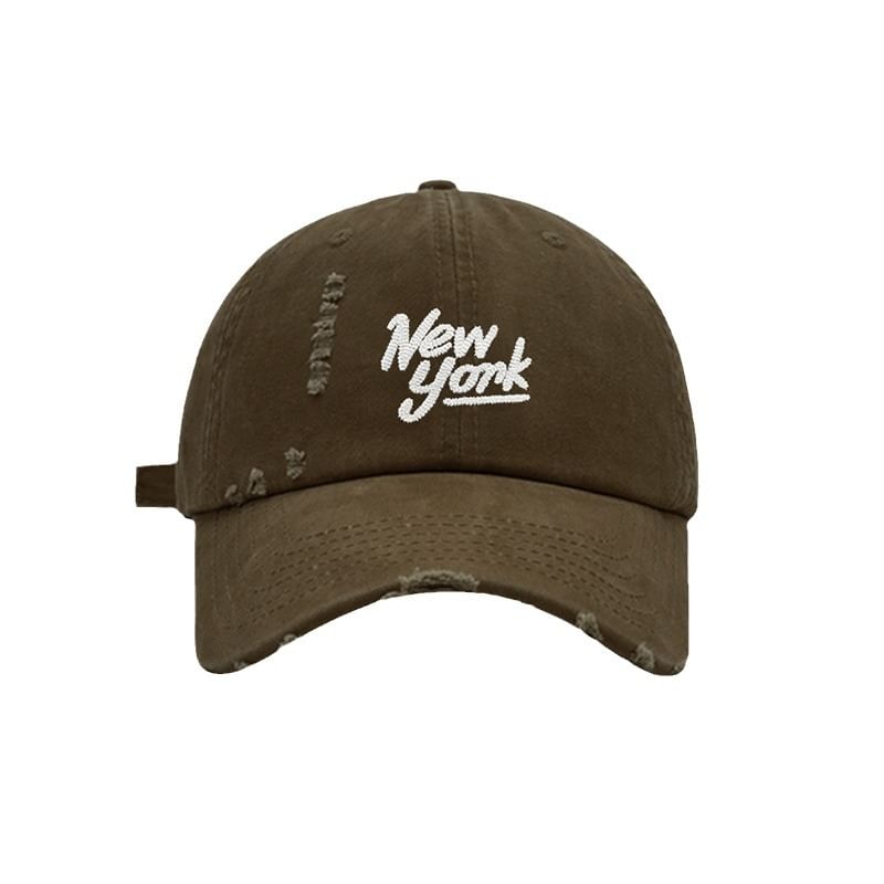 Distressed Cap Embroidered Lettering Baseball