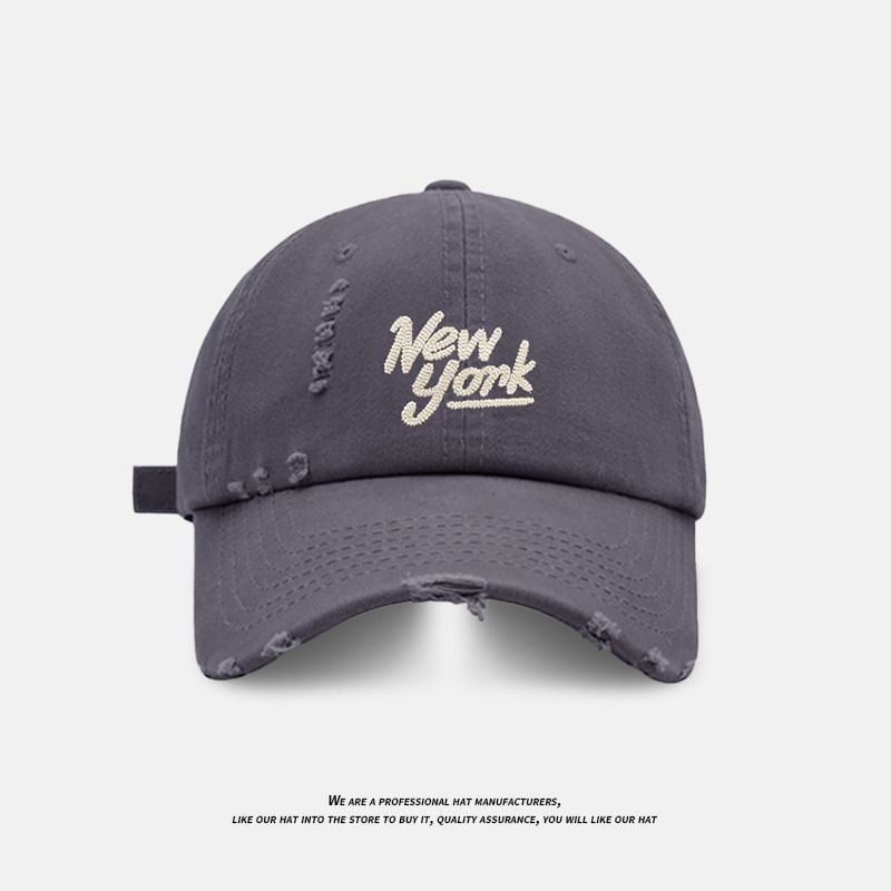 Distressed Cap Embroidered Lettering Baseball