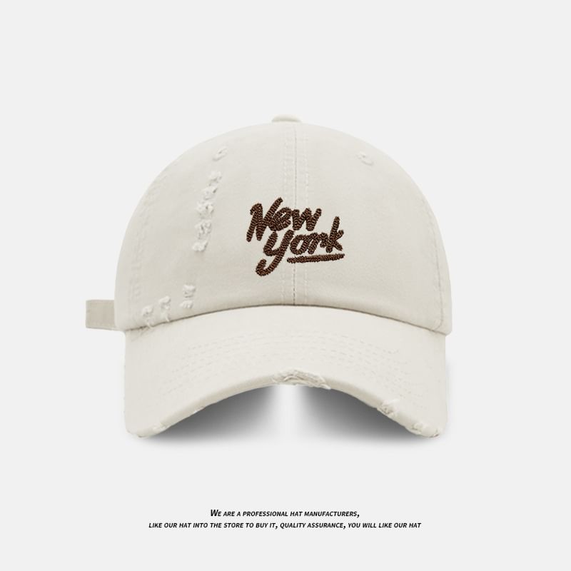 Distressed Cap Embroidered Lettering Baseball
