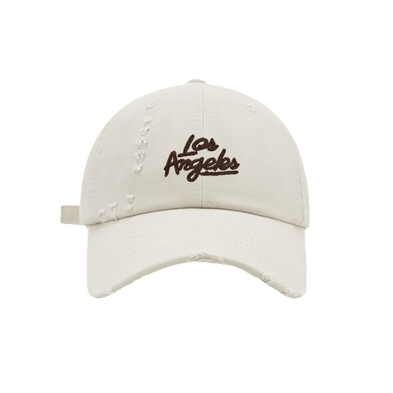 Distressed Cap Baseball Embroidered Lettering