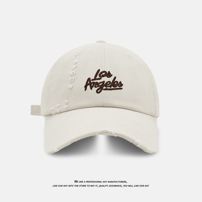 Distressed Cap Baseball Embroidered Lettering