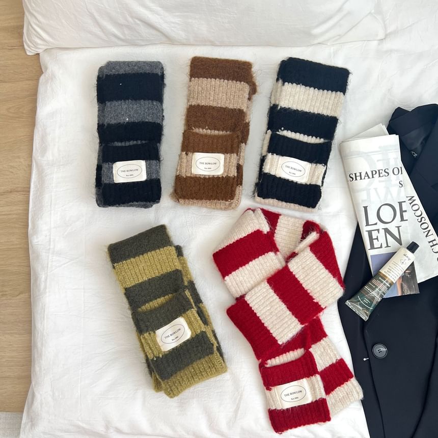Light Striped Knit Scarf