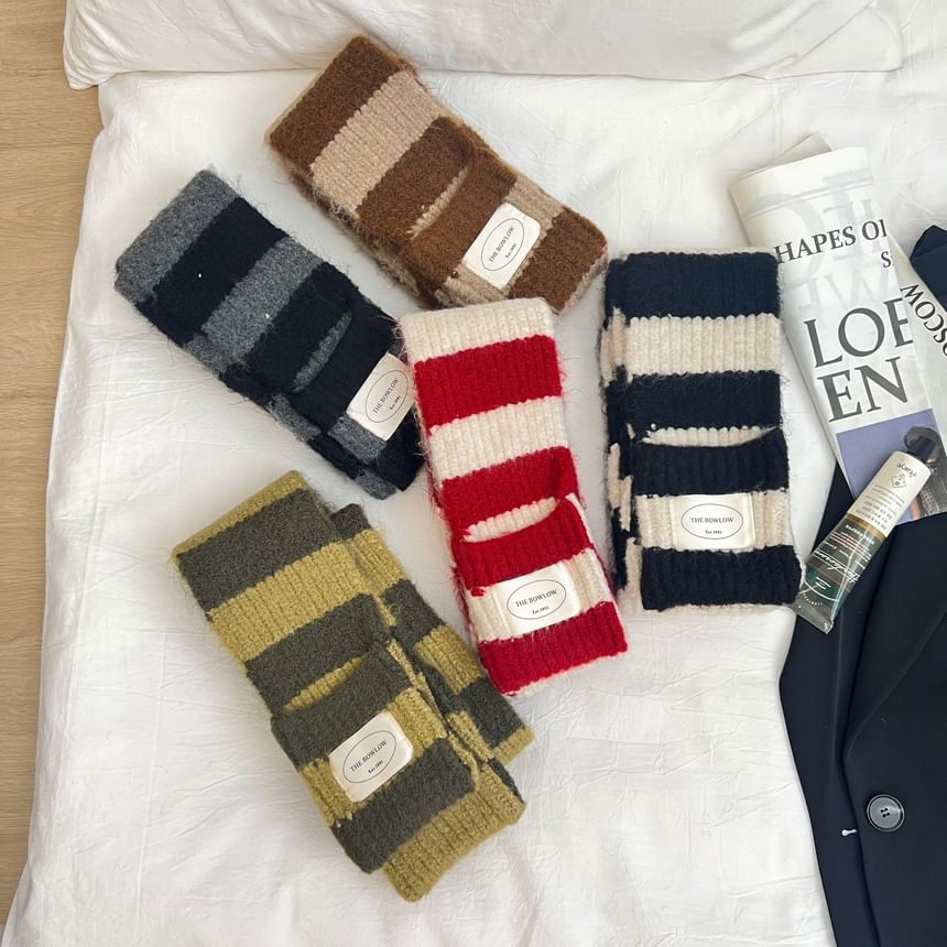 Light Striped Knit Scarf