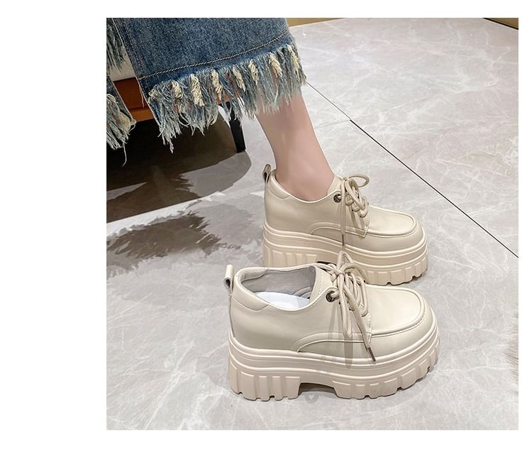 Platform Chunky Heel Shoes Derby Lace-Up
