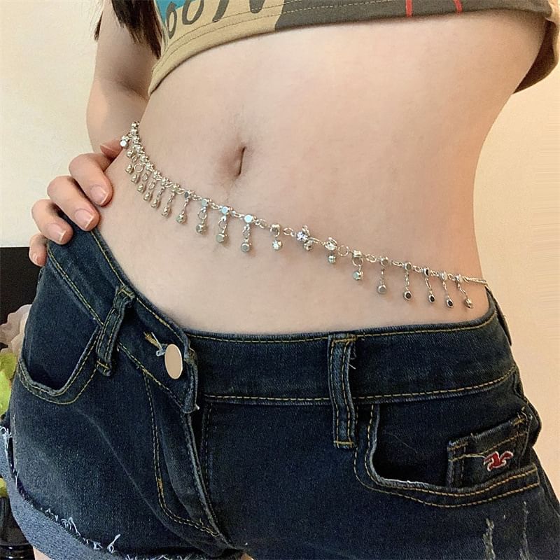 Waist Rhinestone Chain Alloy Fringed