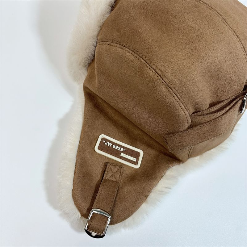 Faux Suede Hat Trapper Fleece-Lined