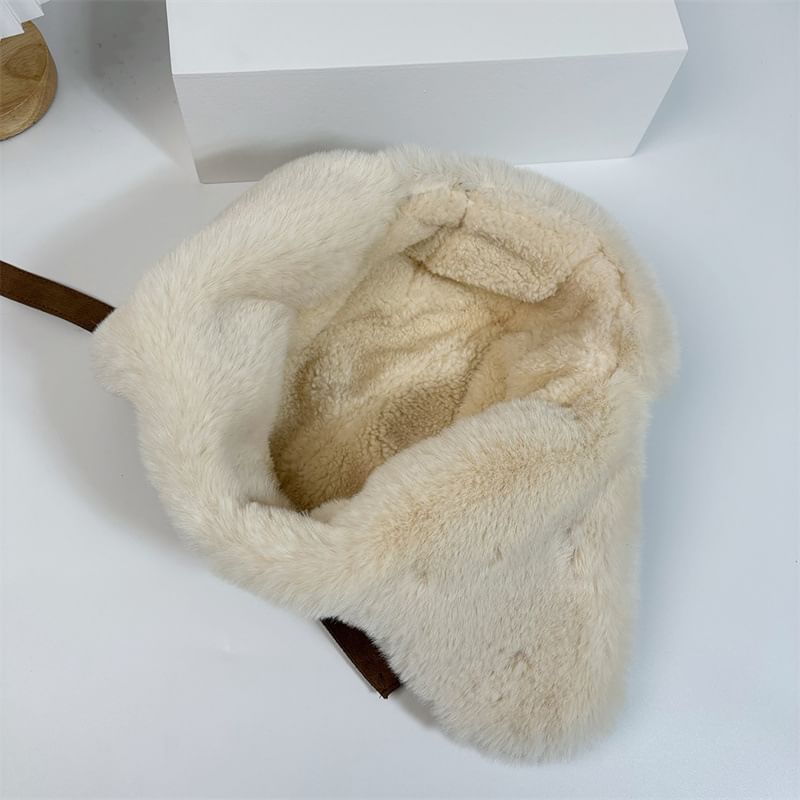 Faux Suede Hat Trapper Fleece-Lined