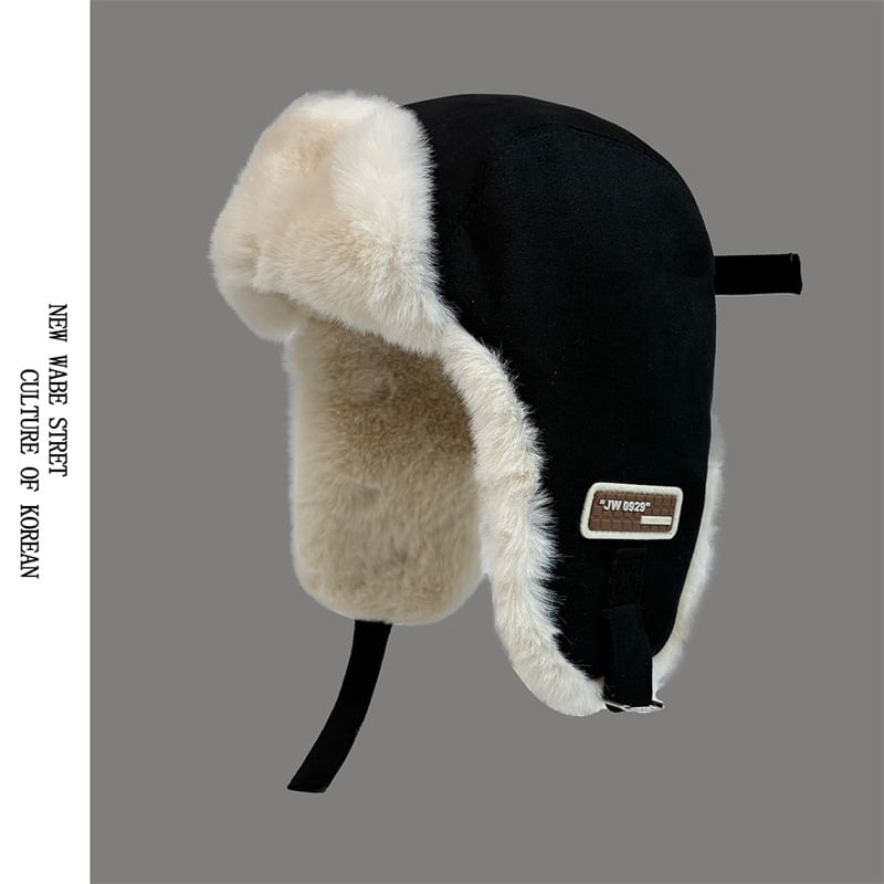 Faux Suede Hat Trapper Fleece-Lined