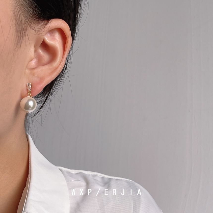 Earring Pearl Faux Drop Rhinestone Alloy
