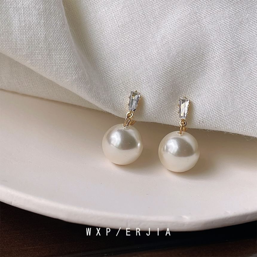 Earring Pearl Faux Drop Rhinestone Alloy