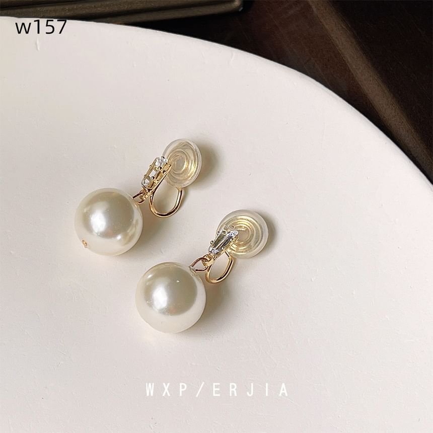 Earring Pearl Faux Drop Rhinestone Alloy