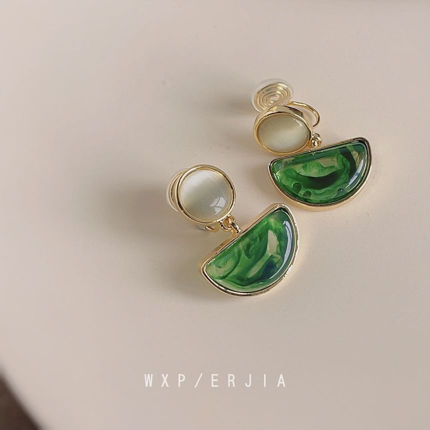 Geometric Faux Earring Gemstone Alloy Drop