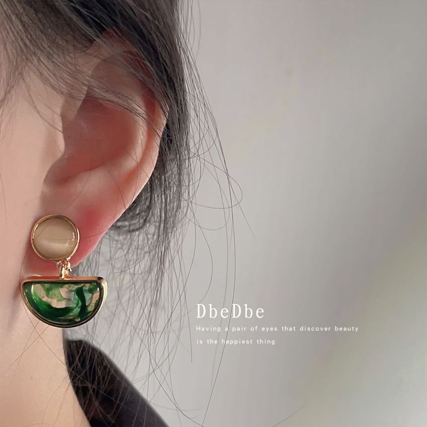 Geometric Faux Earring Gemstone Alloy Drop