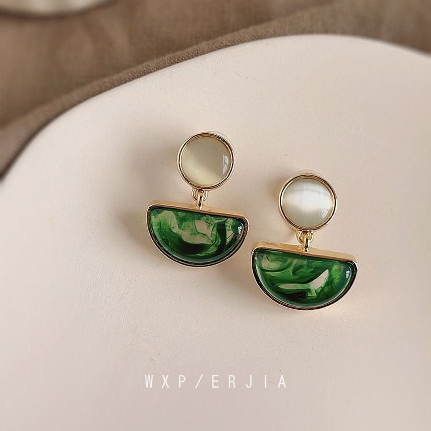 Geometric Faux Earring Gemstone Alloy Drop