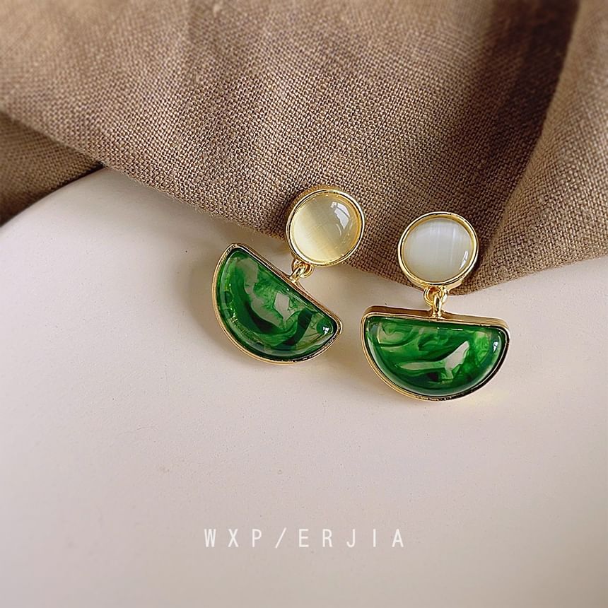 Geometric Faux Earring Gemstone Alloy Drop