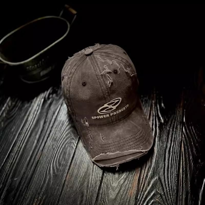 Baseball Lettering Embroidered Distressed Cap