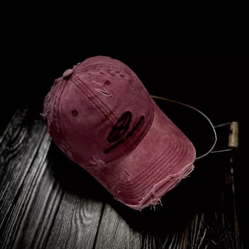 Baseball Lettering Embroidered Distressed Cap