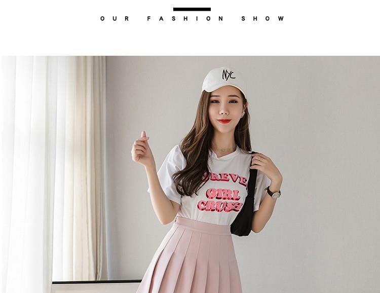 Pleated Plain Skirt Mini Waist A-Line High