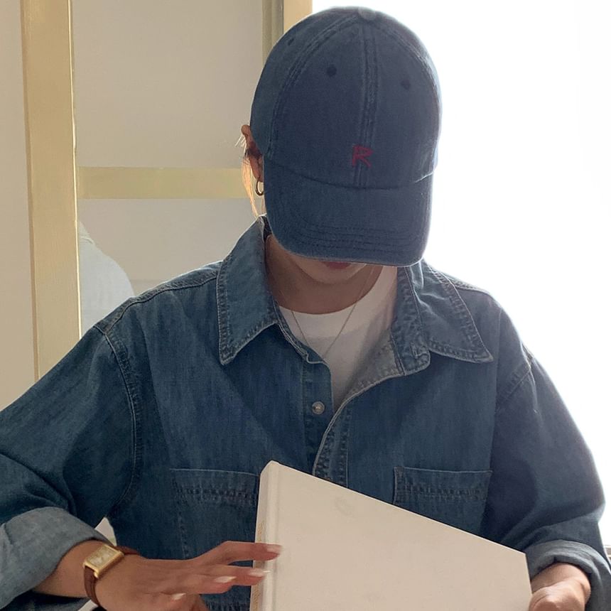 Denim Lettering Washed Baseball Cap