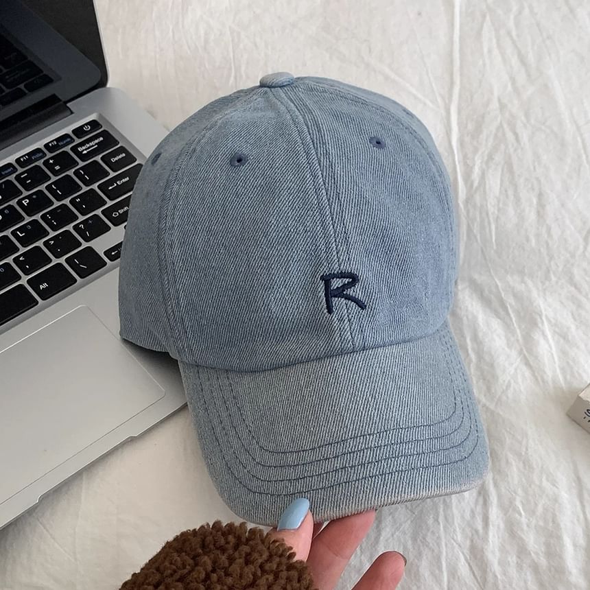 Denim Lettering Washed Baseball Cap