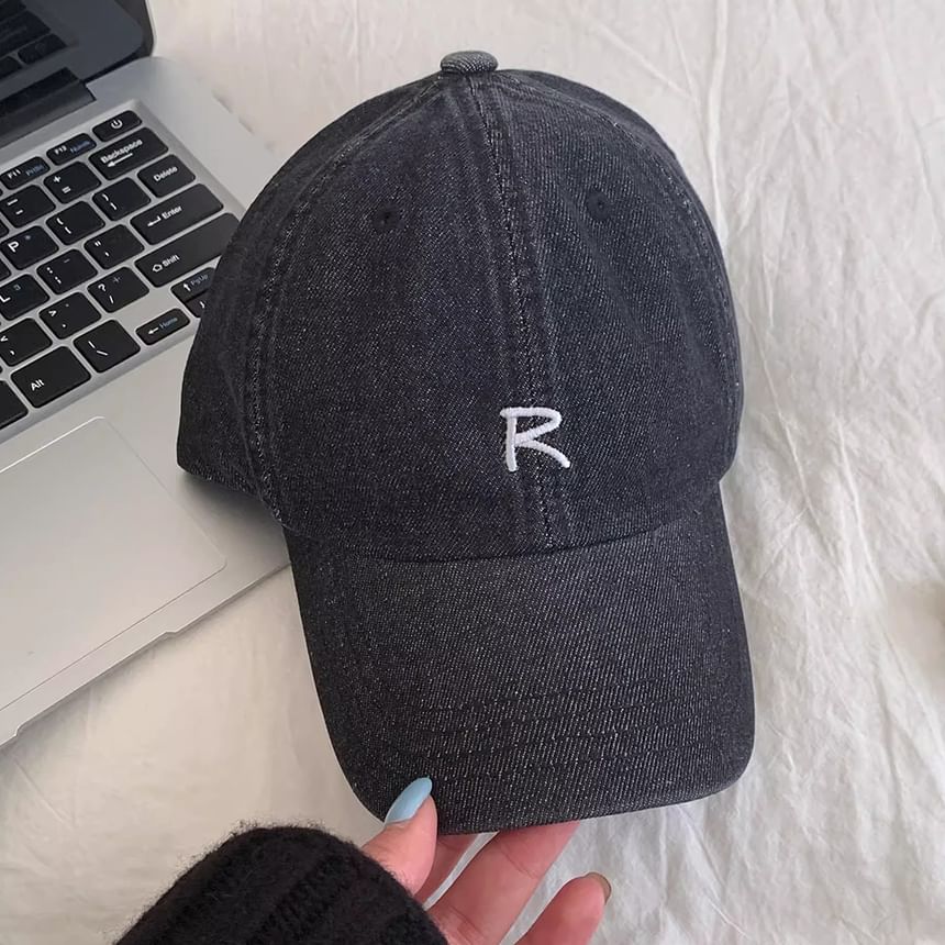 Denim Lettering Washed Baseball Cap