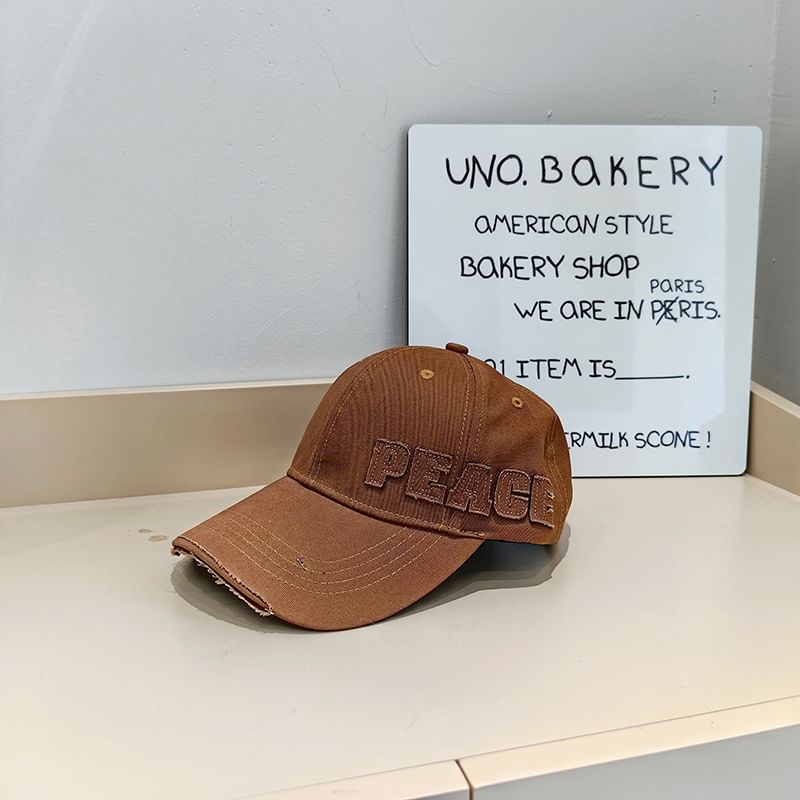 Baseball Cap Applique Lettering Distressed