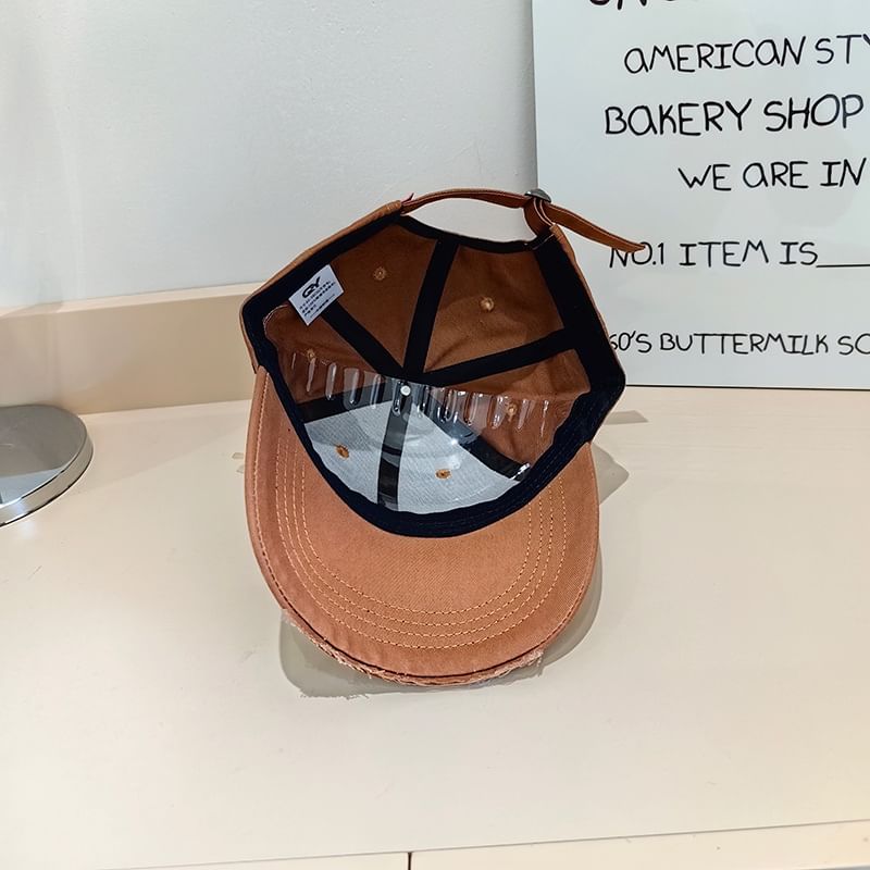 Baseball Cap Applique Lettering Distressed