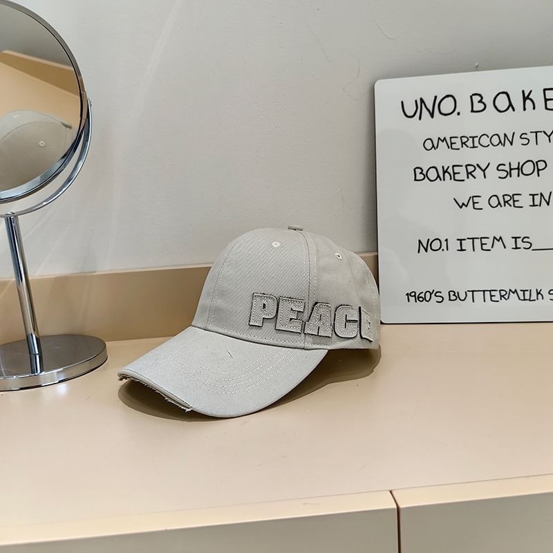 Baseball Cap Applique Lettering Distressed