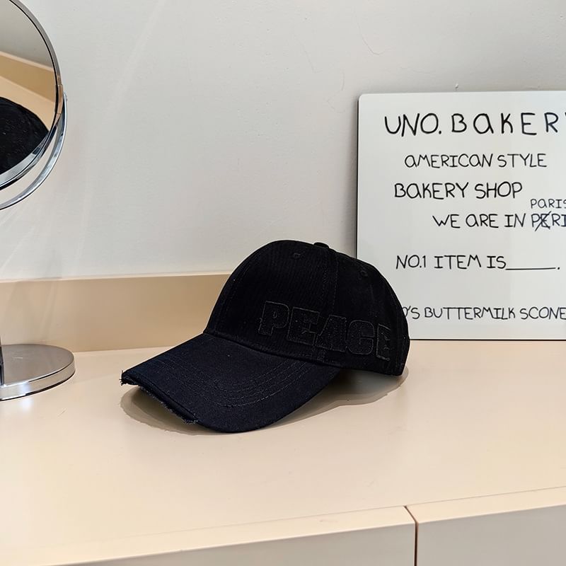 Baseball Cap Applique Lettering Distressed