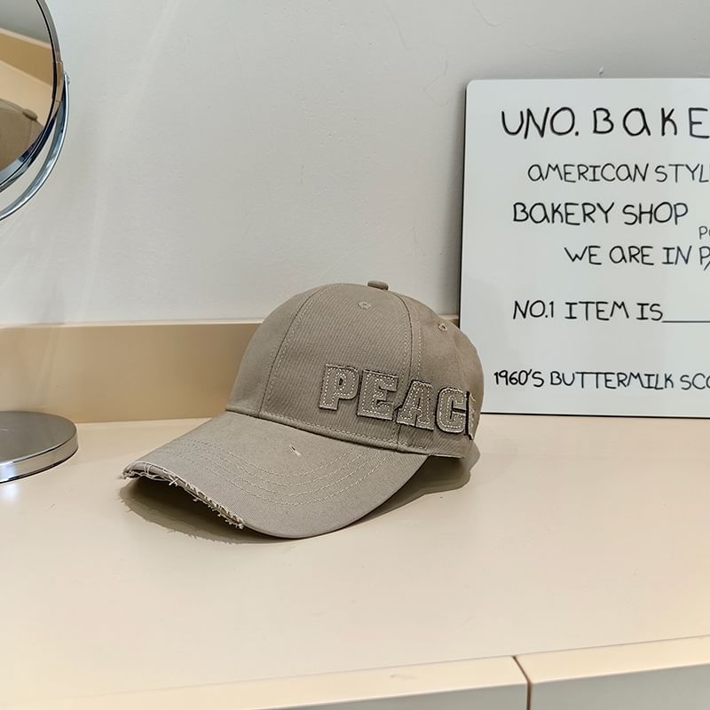 Baseball Cap Applique Lettering Distressed
