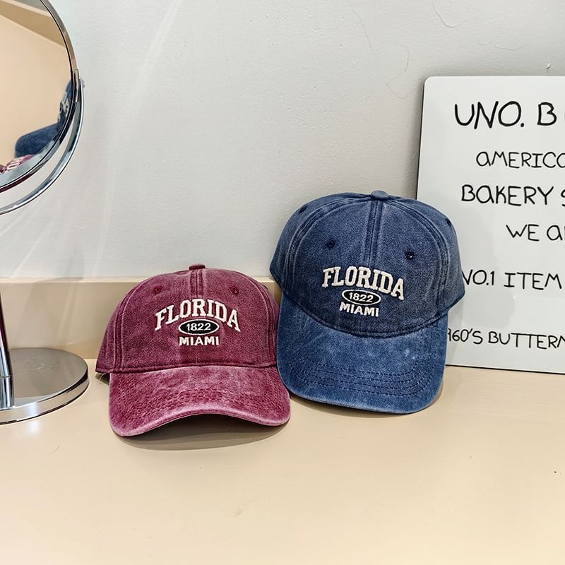Baseball Cap Lettering Washed Embroidered