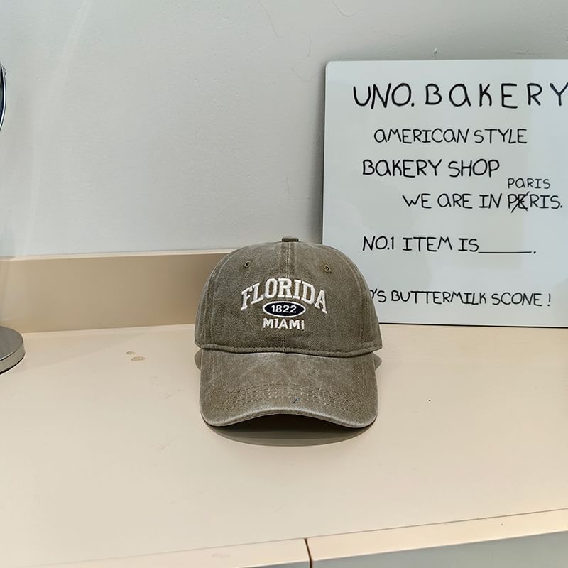 Baseball Cap Lettering Washed Embroidered