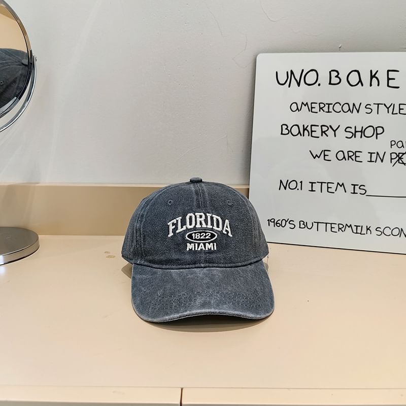 Baseball Cap Lettering Washed Embroidered
